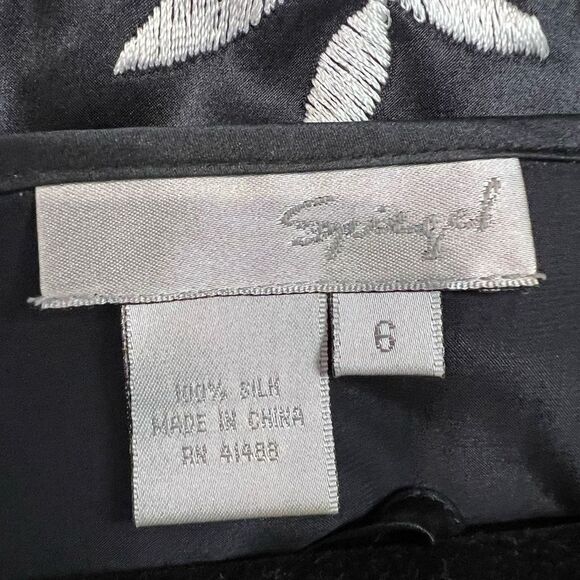 Spiegel Black White Floral Embroidered 100% Silk Tunic Top - Picture 3 of 7